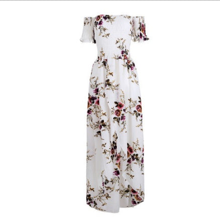 Boho style long dress women Off shoulder beach summer dresses white