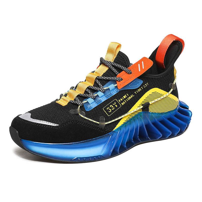 Fall Men'S Low-Top Round Toe Injection Shoes Sports Daily Sports Old Shoes Black Blue