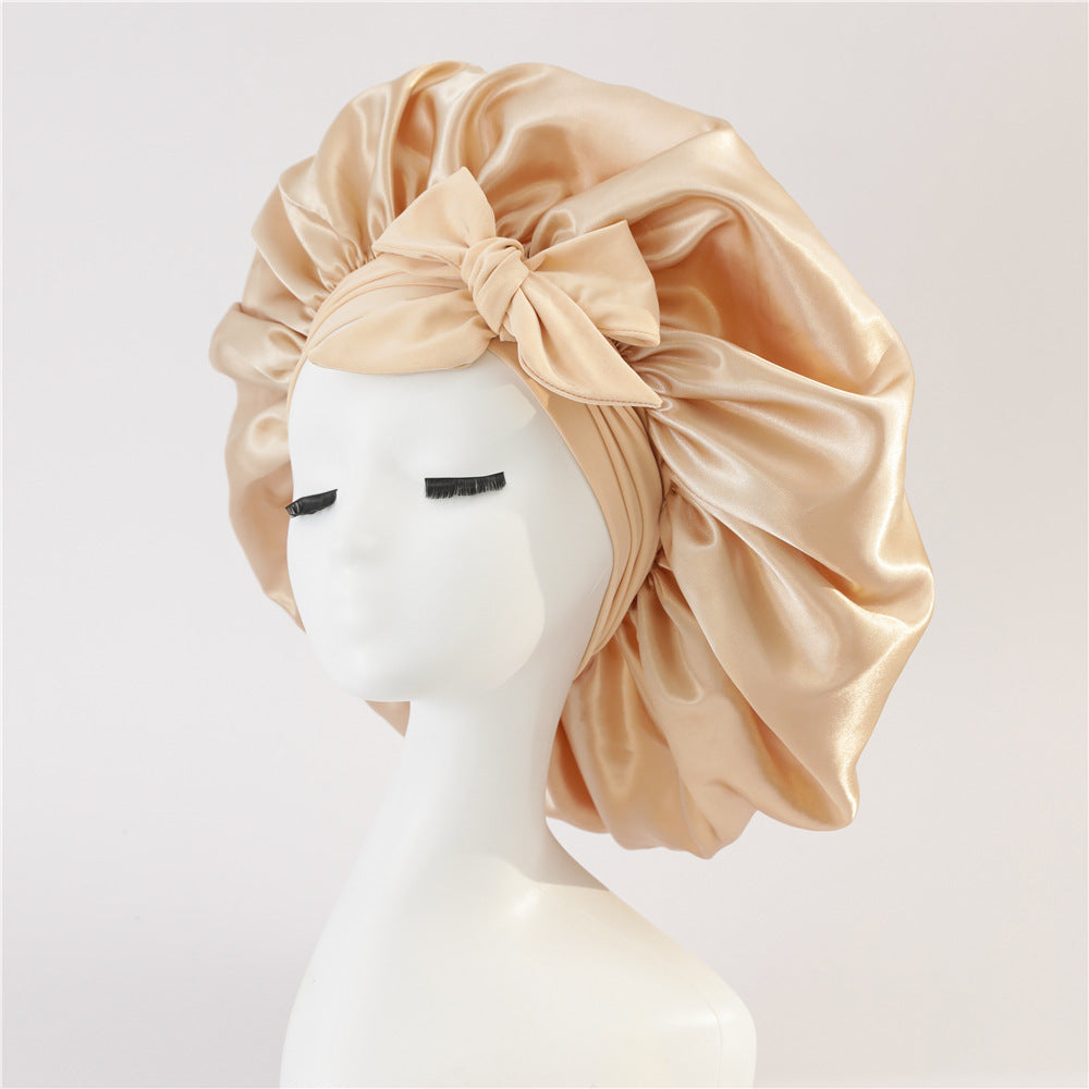 New Silk Bonnet For Sleeping Women Satin Bonnet Hair Bonnet Night Sleep Cap Scarf Wrap For Curly Hair With Tie Band For Curly Hair Khaki