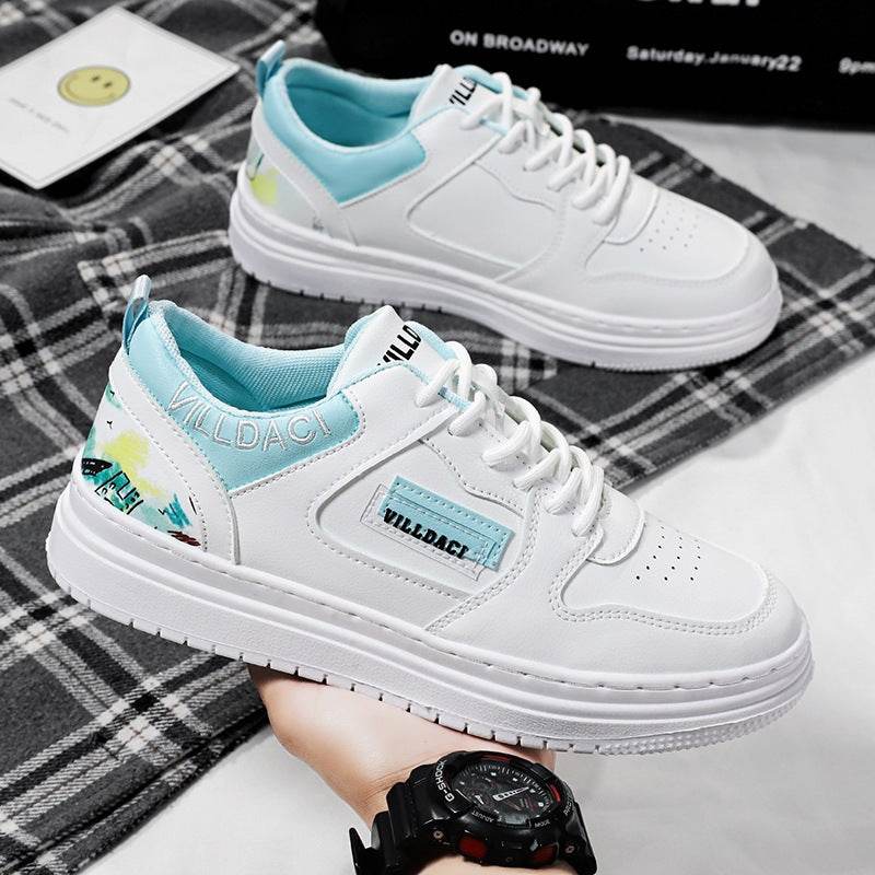 Versatile Outdoor Men's Fashion Casual Sneakers White And Blue