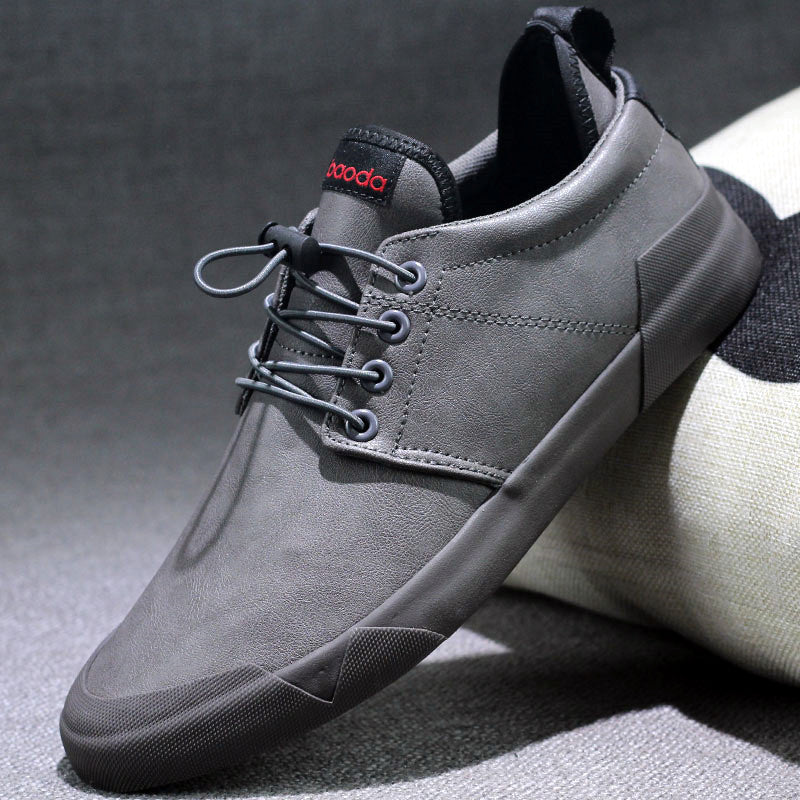 Fashion men shoes lace-up leather casual shoes Grey