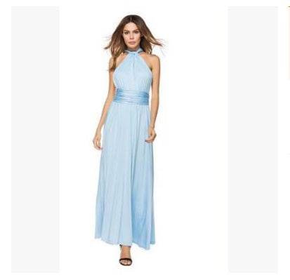 Women's Sexy Long Party Dress Club Floor-Length Summer Backless Bandage Maxi Dress Multiway Bridesmaids Boho Women Dress Vestidos Peacock blue