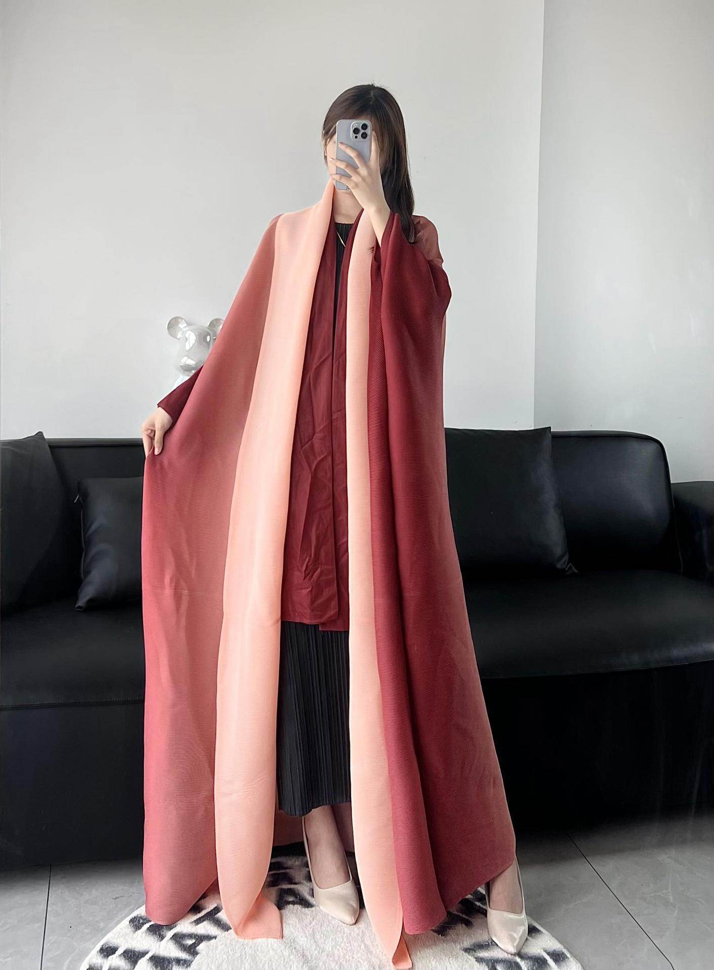 Fashionable Gradient Coat Long Skirt For Women Orange Free Size
