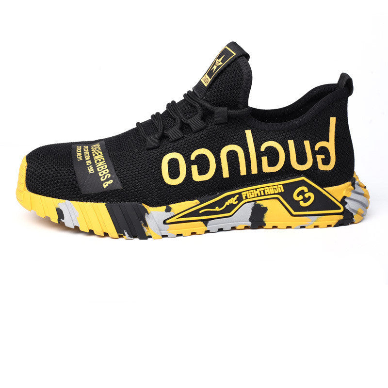 Breathable Flyknit Kevlar Midsole Safety Shoes Yellow