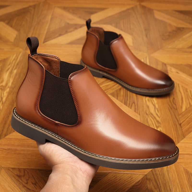 Formal Pointed-toe Leather Boots Brown 316