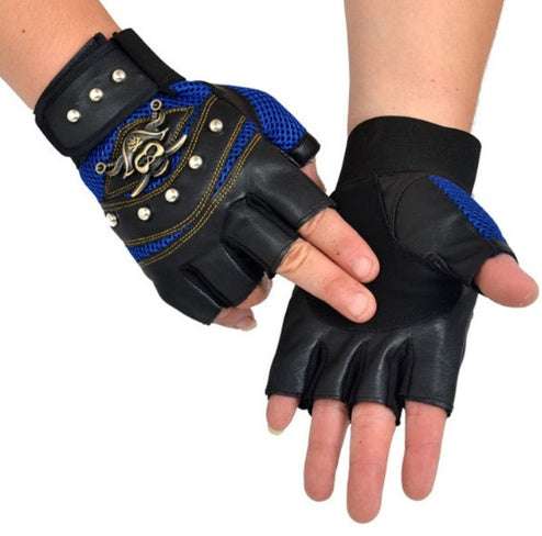 leather gloves blue