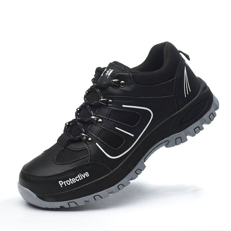 Men's Breathable Mesh Non-slip Steel Toe Safety Shoes Black