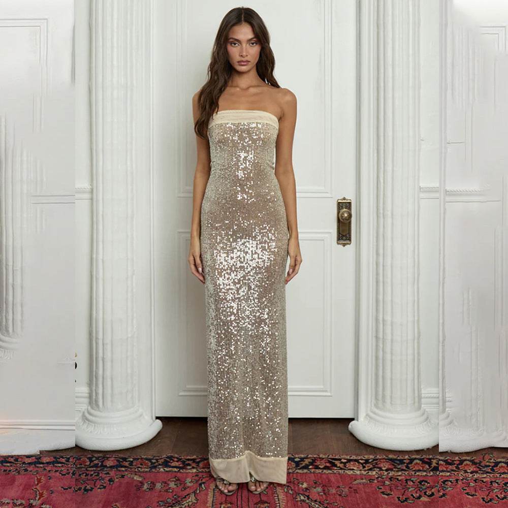 Backless Slit Tube Top Dress White