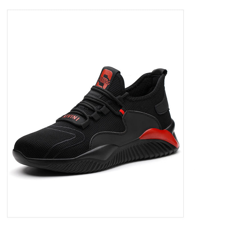Breathable Steel Toe Safety Shoes For Comfort And Protection Black red