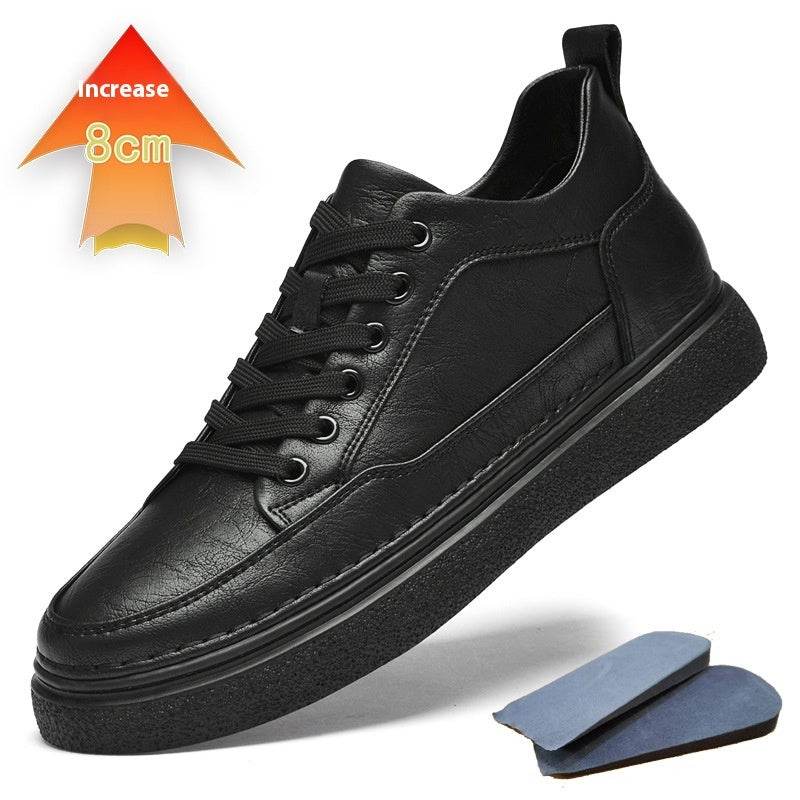 Autumn New Invisible Height Increasing Insole Men's Shoes 8cm Thick Bottom Black Increased By 8CM