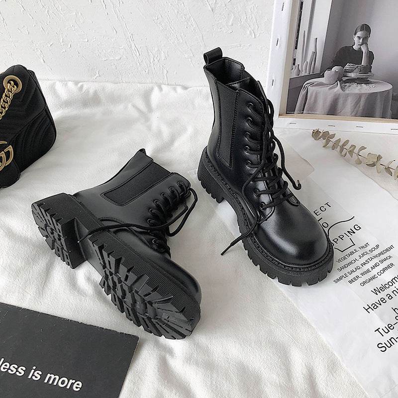 Internet Celebrity Thin Martin Booties Female Fashion Black Cotton Lining 4cm