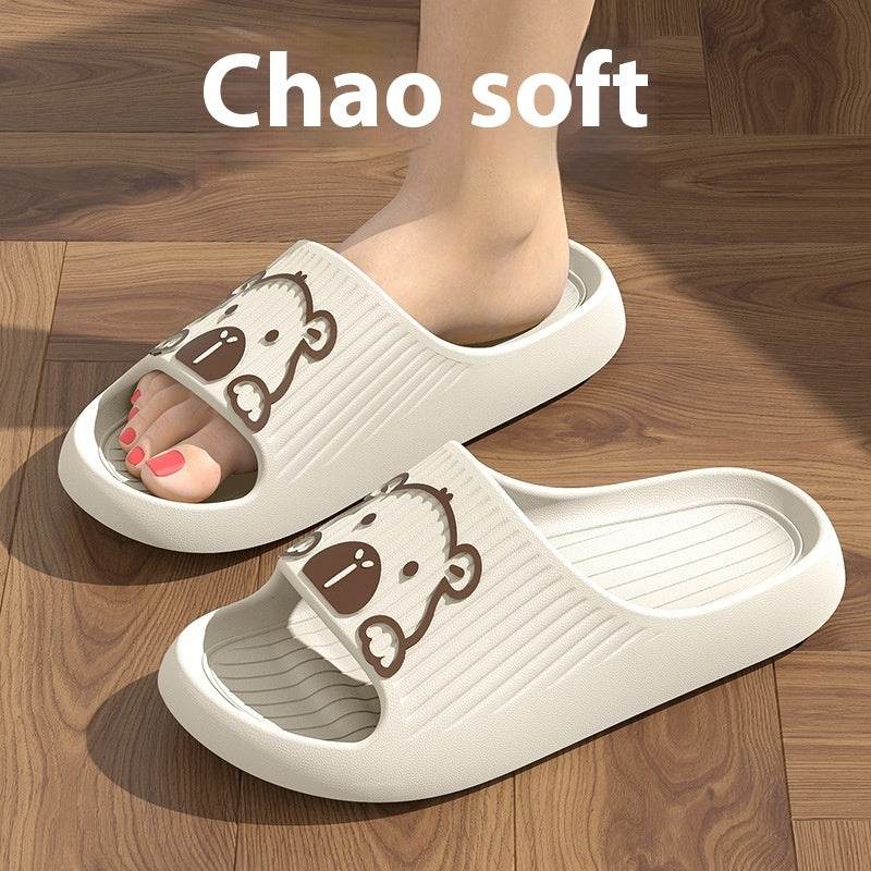 Cute Cartoon Dog Slippers Non-slip Floor Bathroom Slipper Summer Women's House Shoes White Capabala