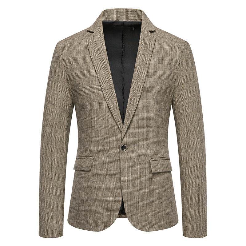 European Size Men's Fashion Woolen Casual Small Suit Coat Khaki
