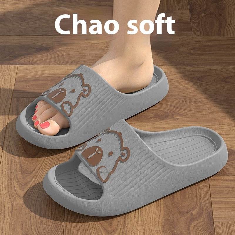 Cute Cartoon Dog Slippers Non-slip Floor Bathroom Slipper Summer Women's House Shoes Gray
