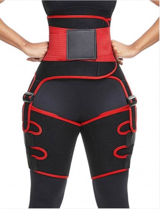 Sports Waist Belt Adjustable One-piece Girdle Leg Straps High waist Red 2