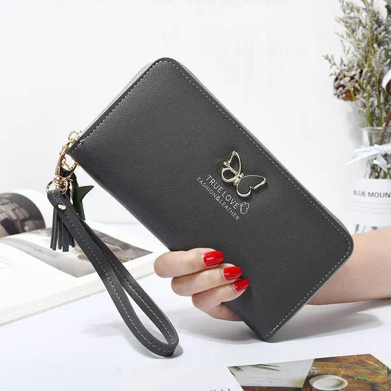 Korean Style Butterfly Hollow Metal Ladies Clutch Dark Grey