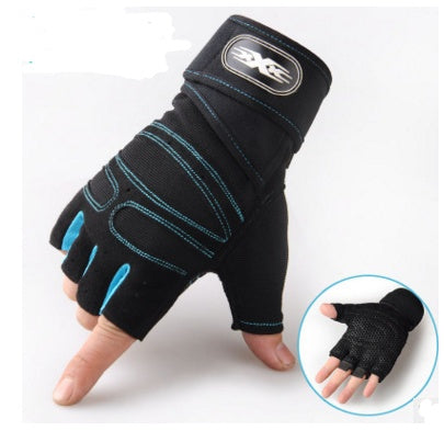Cycling Gloves Half Finger Breathable Elastic Outdoor Bike Bicycle Riding Fitness Glove Accessories Sky Blue
