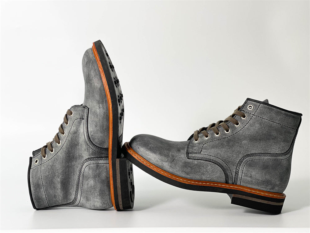 Retro Men's Boots Goodyear Craft Hand-made Toe Layer Fog Wax Cowhide Toe Boots Default