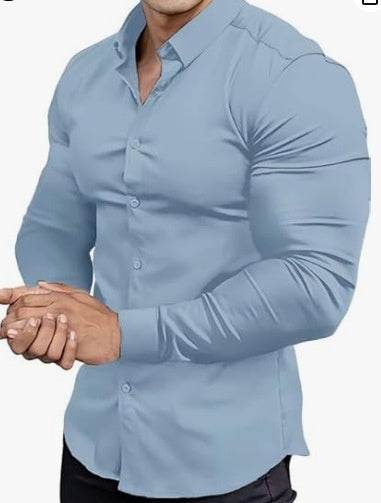 Men's Business Non-ironing Professional Anti-wrinkle Casual Shirt CS02 Dark Blue