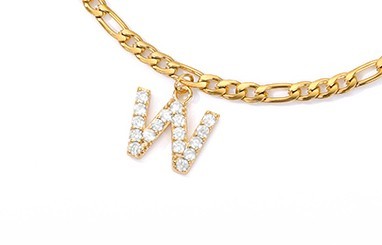 English Alphabet Stainless Steel Zircon All-match Anklet W
