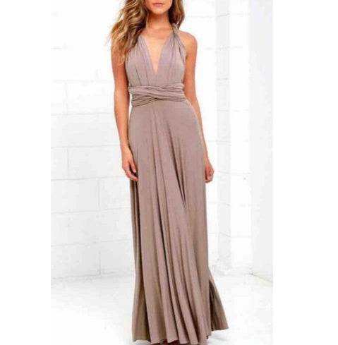 Women's Sexy Long Party Dress Club Floor-Length Summer Backless Bandage Maxi Dress Multiway Bridesmaids Boho Women Dress Vestidos Khaki