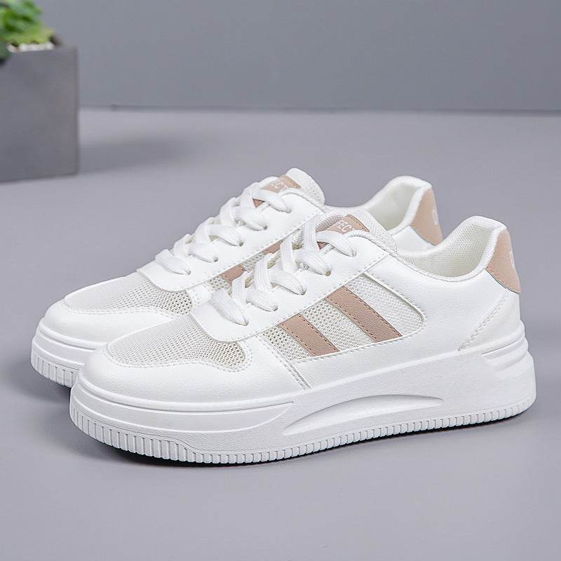 Breathable Platform Light White Shoes Women's Mesh Casual Sneaker White Brown