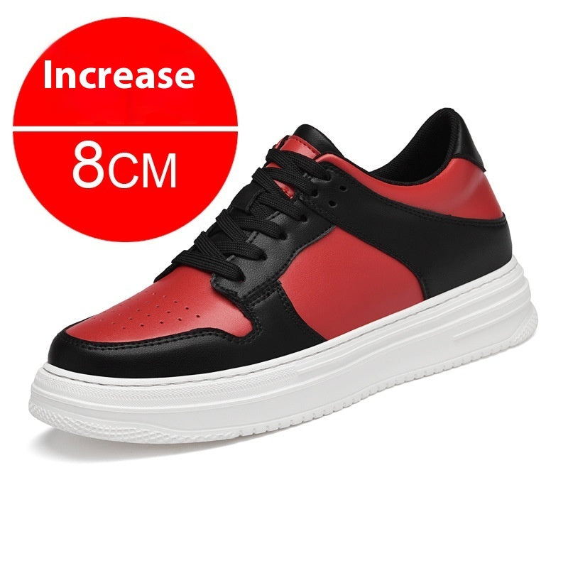 Summer Invisible Height Increasing Men's Shoes 8cm Breathable Platform Sports Black And Red