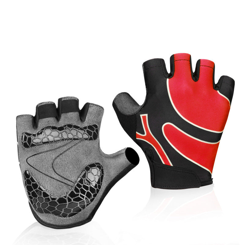 Half Finger Fitness Gloves Mountain Bike Gloves Red