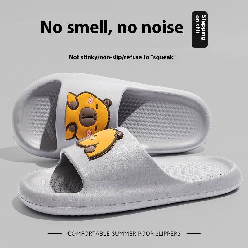 Cute Cartoon Dog Slippers Non-slip Floor Bathroom Slipper Summer Women's House Shoes Gray Cartoon Bear