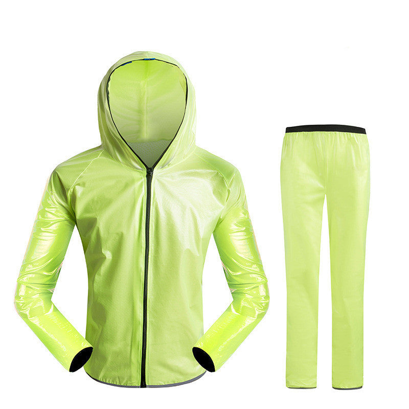 Split Raincoat Rain Gear Waterproof Riding Reflective Adult Raincoat Suit Green Suit