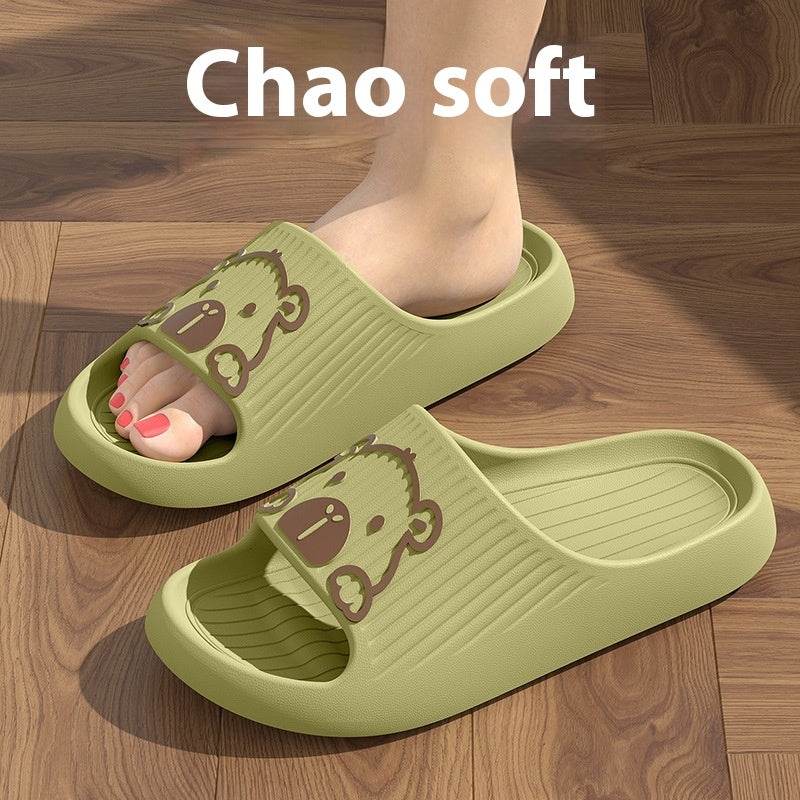 Cute Cartoon Dog Slippers Non-slip Floor Bathroom Slipper Summer Women's House Shoes Green Capabala
