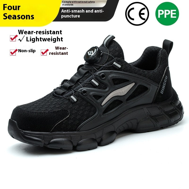 Men's Anti-smashing And Anti-penetration Steel Toe Cap Safety Shoes Black