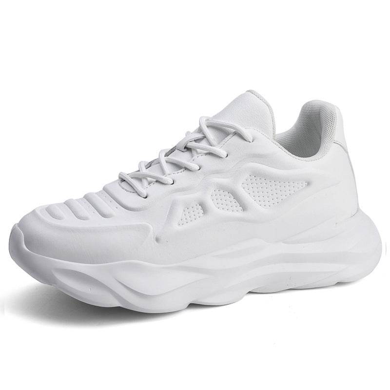Summer New Invisible Height-increasing Shoes Men's 8CM Breathable Clunky Sneakers White Flat Bottom Style