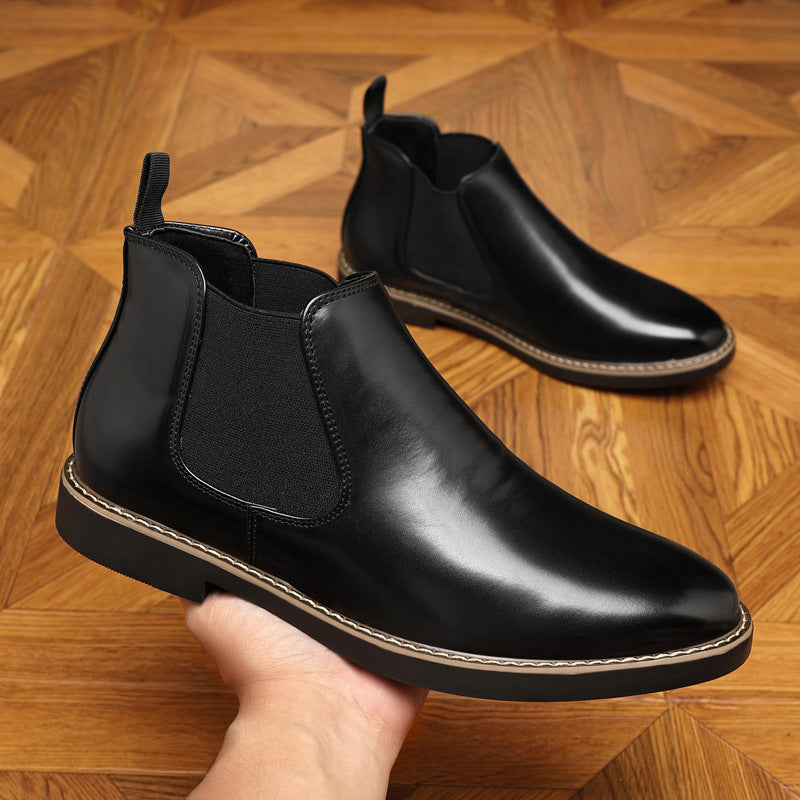 Formal Pointed-toe Leather Boots Black 316