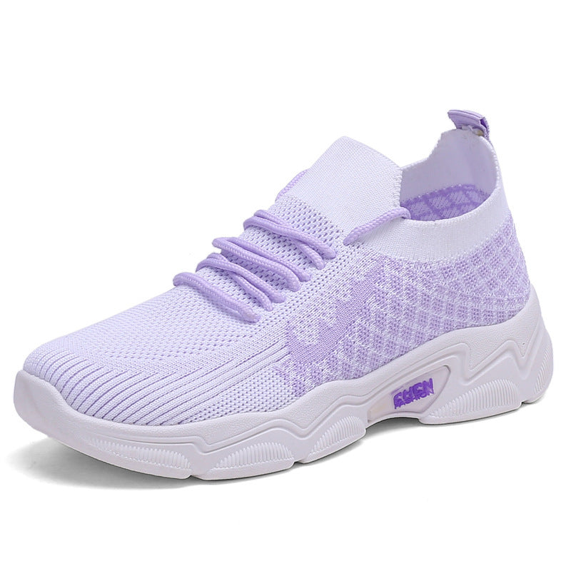 Casual Multicolor Breathable Sneaker Female Student Purple white
