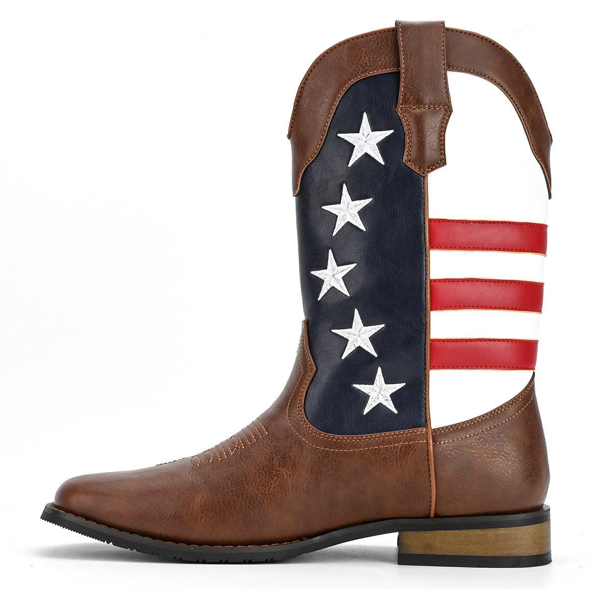 Five-pointed Star Suit Men's Western Cowboy Boot Dark Brown