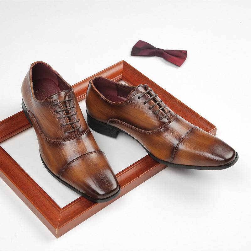 Business Leather Shoes Men's Three Leather Men's Single Shoes Casual Dark brown