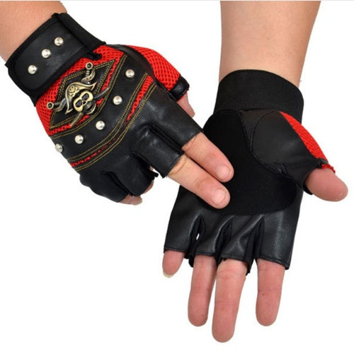 leather gloves red