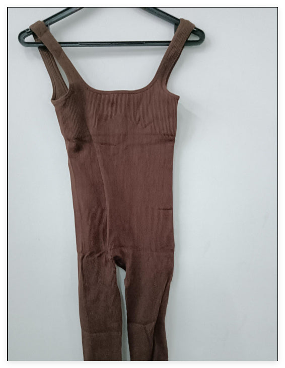 Women's Sleeveless Vest Bodysuit Brown