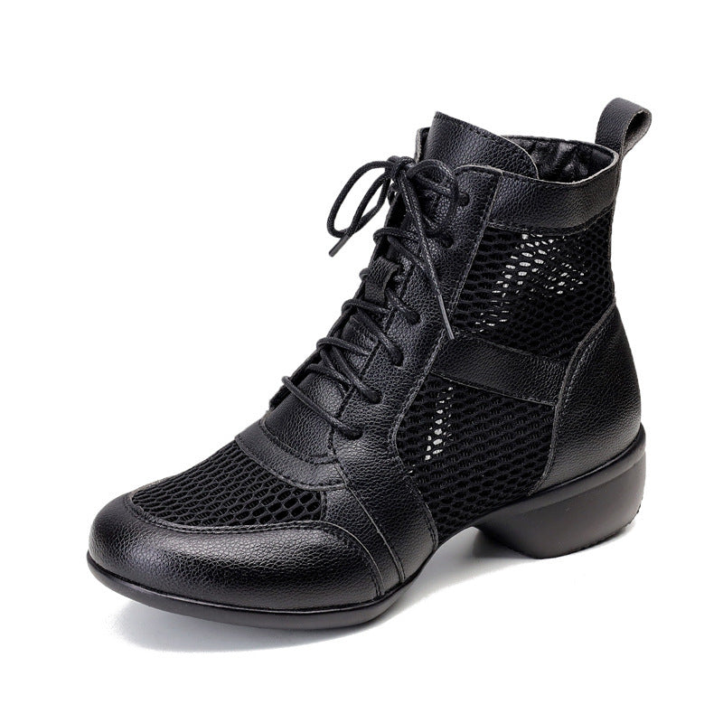 Modern Dance Shoe Women's Four Seasons Single Black Mesh