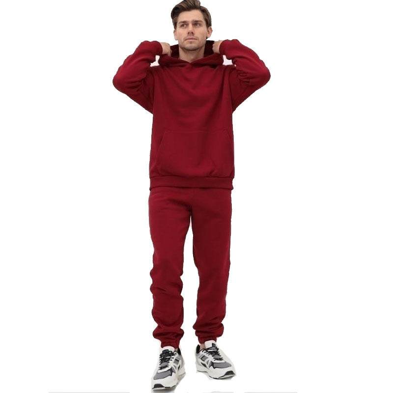 Hoodie Suit Sweater Two-piece Set Wine Red