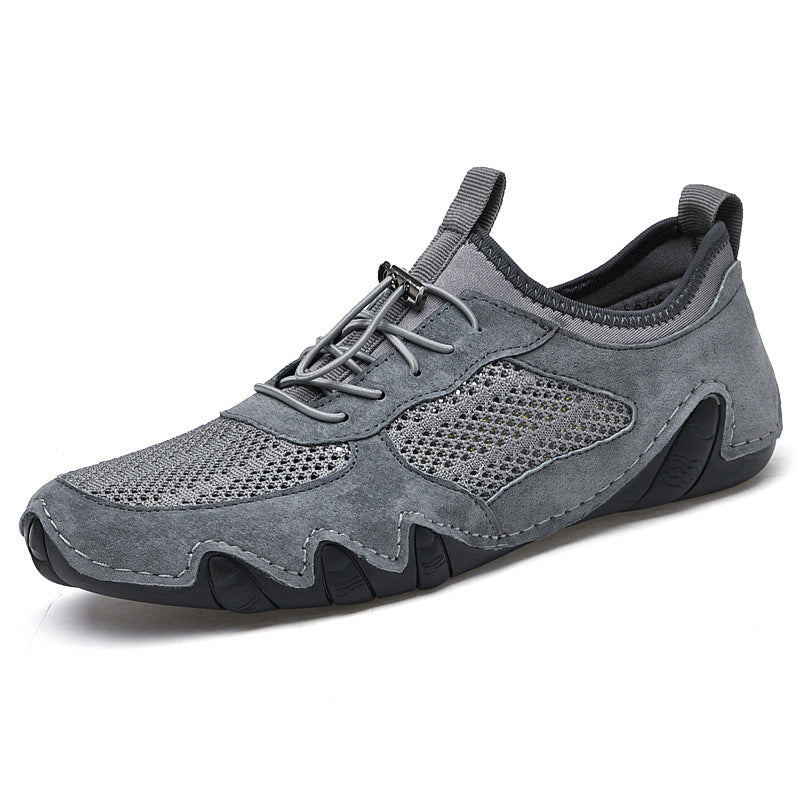 Breathable Slip On Driving Leather Shoes Men's Casual Shoes Gray