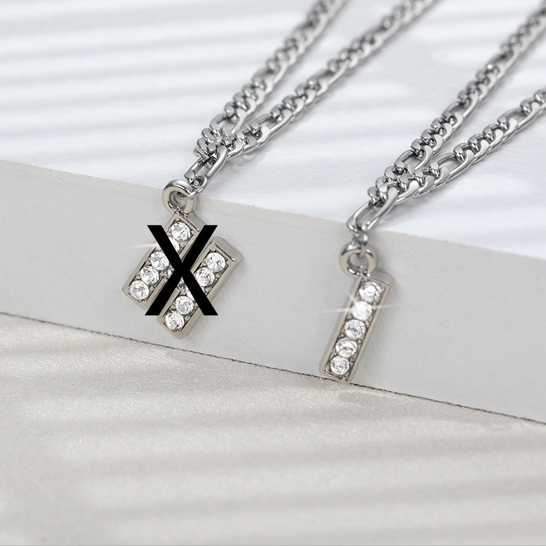 English Alphabet Stainless Steel Zircon All-match Anklet Silver X