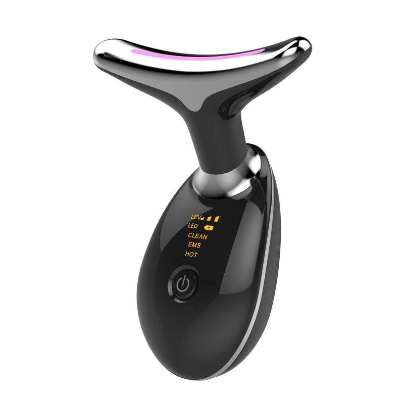 EMS Thermal Neck Lifting And Tighten Massager Electric Microcurrent Wrinkle Remover Black Silver