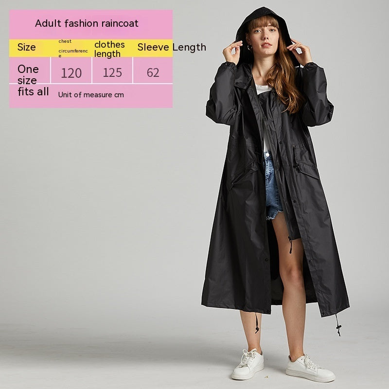 Rainproof Long Plus-sized Waterproof Raincoat Black
