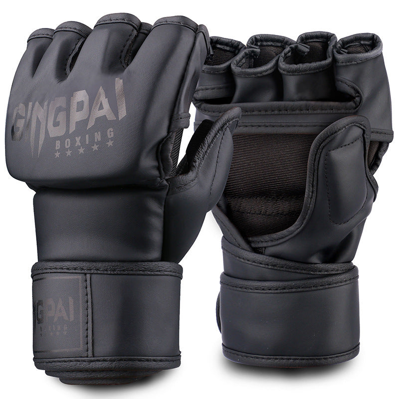 Adult Male And Female Half Finger Boxing Gloves Boxing Glove Black