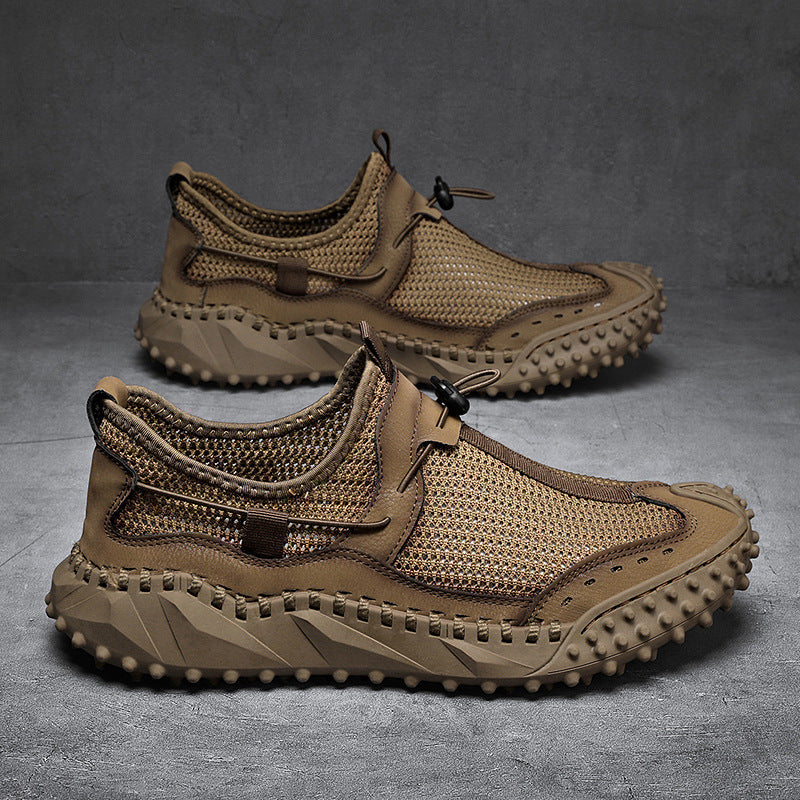 Plus Size Men's Mesh Breathable Casual Shoes Hollow Out 58100 Brown