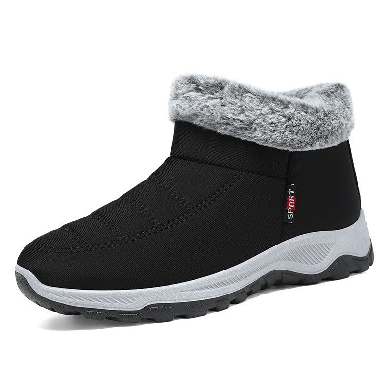 Women's Cotton-padded Shoes Fleece Lined Padded Warm Keeping Slip-on GMP20 Black