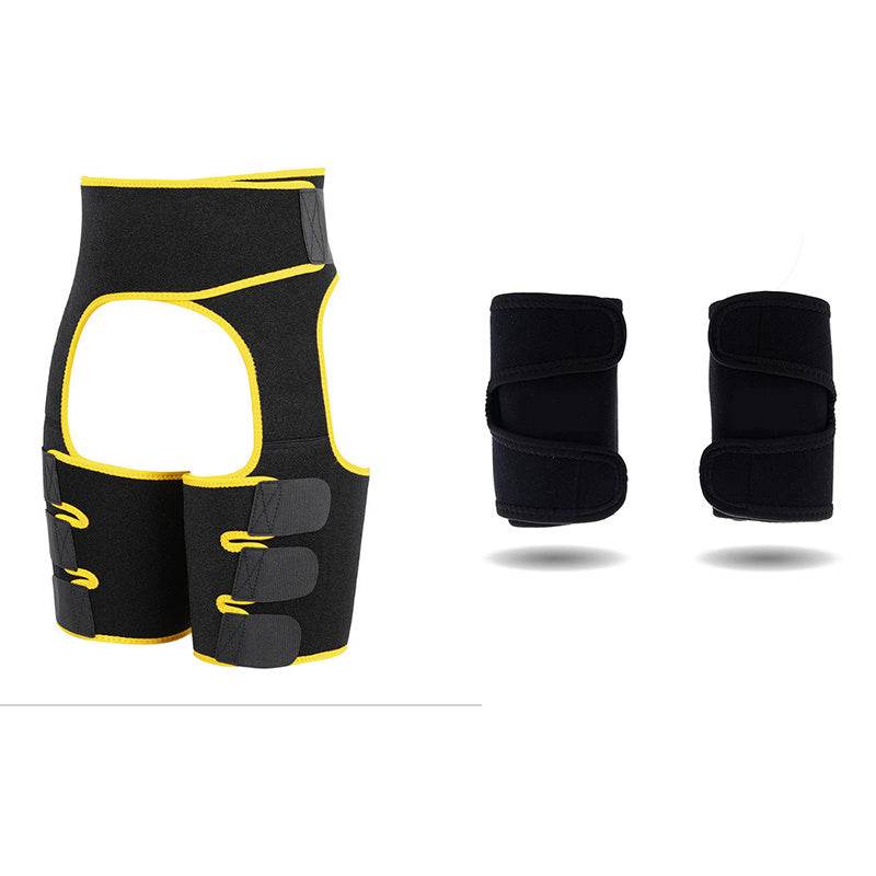 Sports Waist Belt Adjustable One-piece Girdle Leg Straps Yellow set