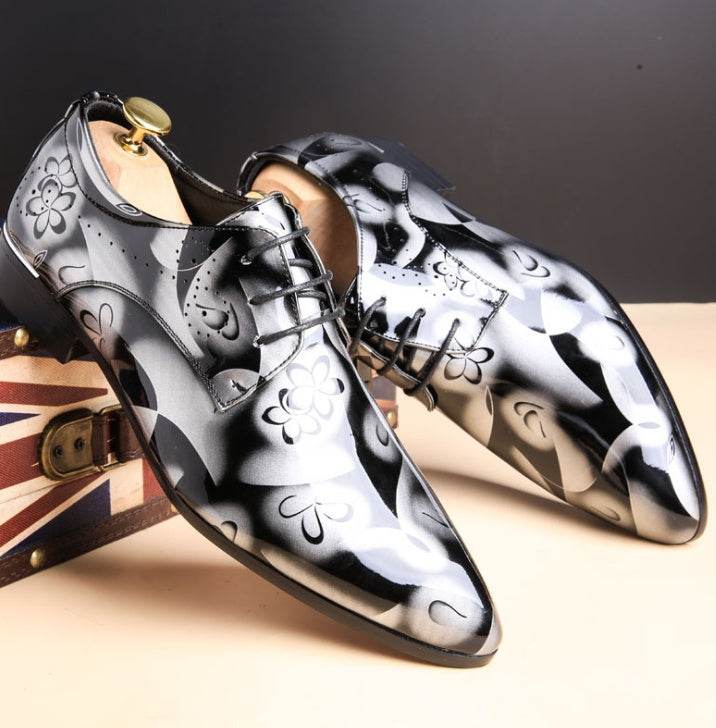 Men's shoes, large size, business casual shoes, men's shoes, bright leather, men's shoes, dress shoes Gray